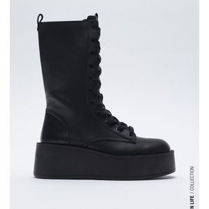 ⚡️MOVING SALE ⚡️ Zara flat platform leather boots ⚡️MOVING SALE ⚡️